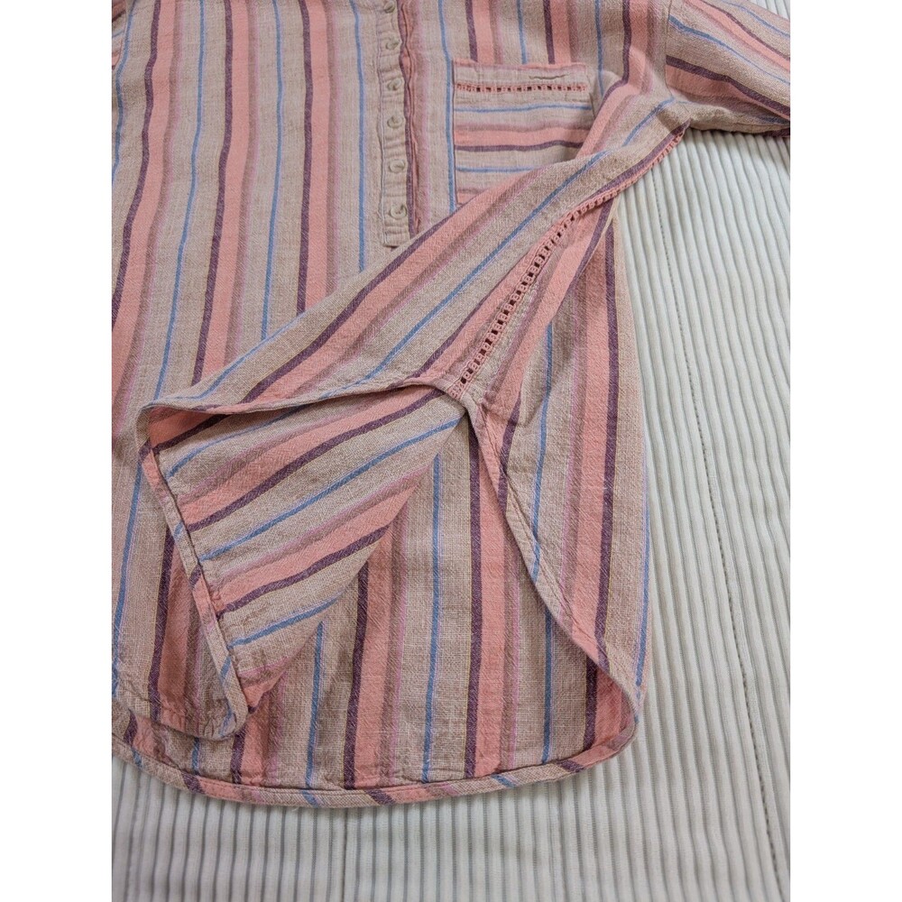 Maeve Anthropologie Lida Top Womens XS Pink Stripe Linen Blend Boho Shirt - Picture 6 of 10